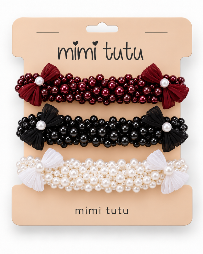 kids atelier mimi tutu Pearl Cluster Bow Scrunchie Set