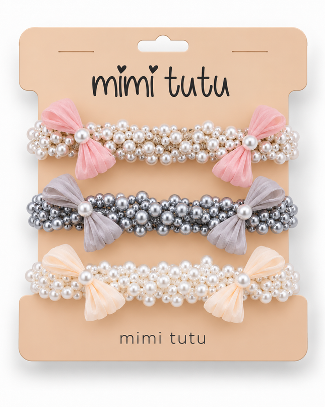 kids atelier mimi tutu Pearl Cluster Bow Scrunchie Set
