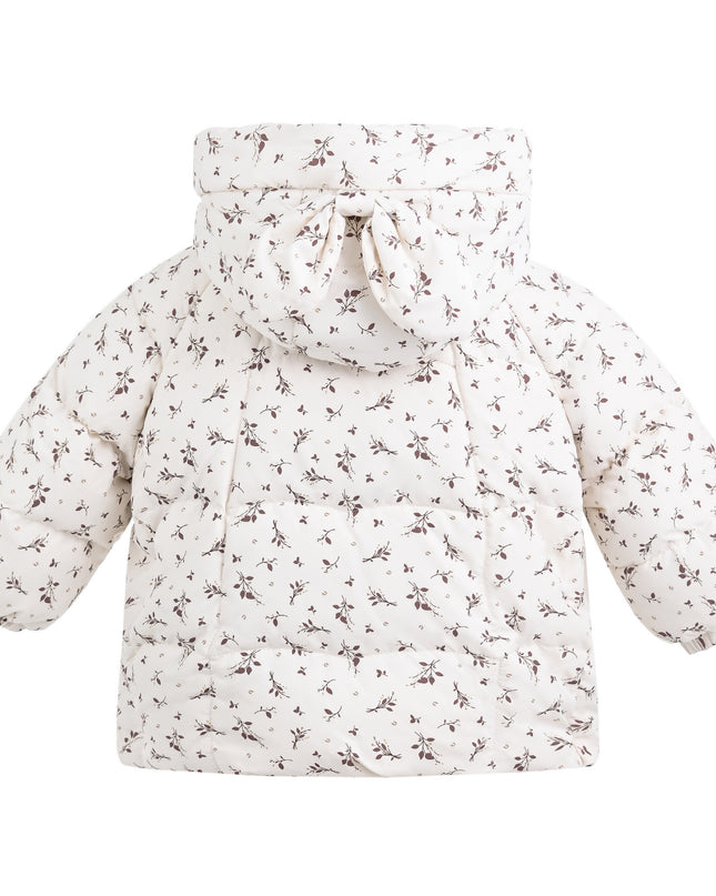 kids atelier mimi tutu White Floral Hooded Jacket & Mitten Set
