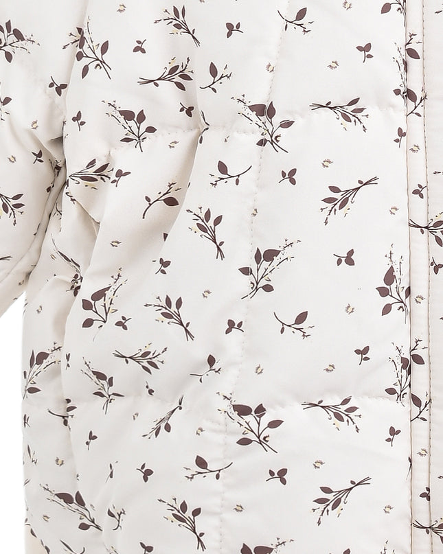 kids atelier mimi tutu White Floral Hooded Jacket & Mitten Set