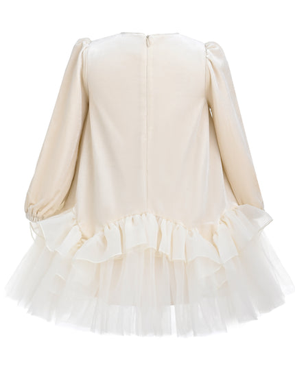 kids atelier tulleen Champagne Romelia Velvet Tulle Dress