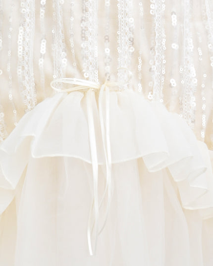 kids atelier tulleen Champagne Romelia Velvet Tulle Dress