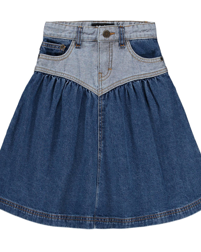 kids atelier molo Blue Two Side Denim Becca Skirt