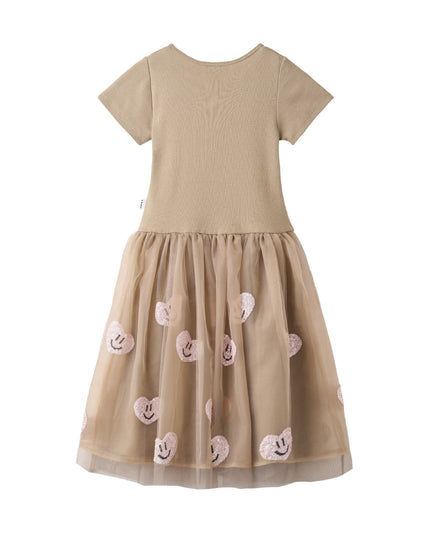 kids atelier molo Brown Cyrusila Sequin Heart Tulle Dress