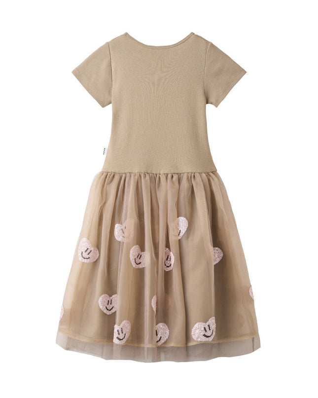 kids atelier molo Brown Cyrusila Sequin Heart Tulle Dress