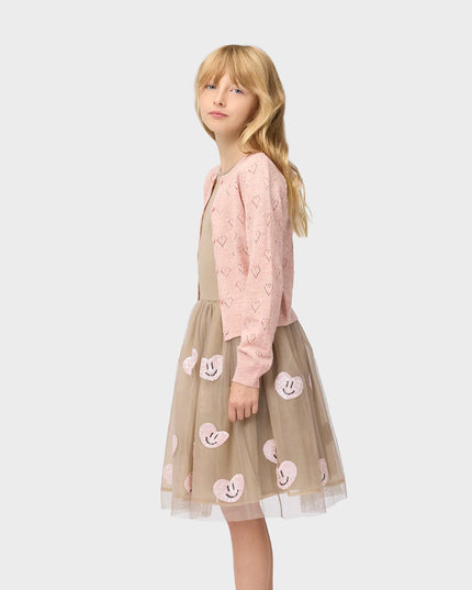 kids atelier molo Brown Cyrusila Sequin Heart Tulle Dress