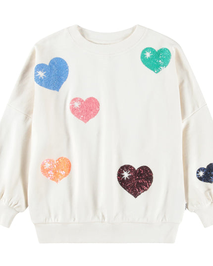 kids atelier molo Ivory Bubble Hearts Marika Sweatshirt