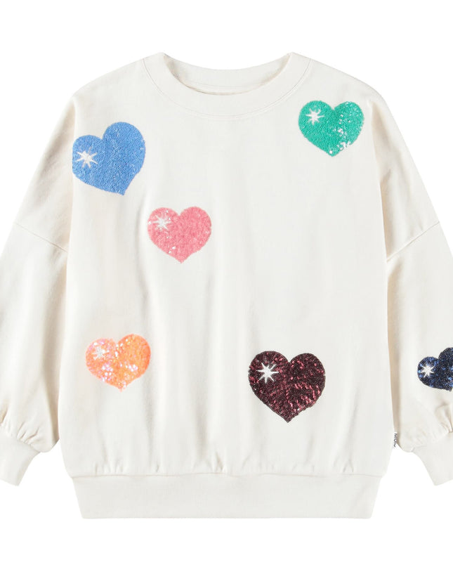 kids atelier molo Ivory Bubble Hearts Marika Sweatshirt