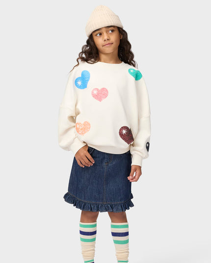 kids atelier molo Ivory Bubble Hearts Marika Sweatshirt