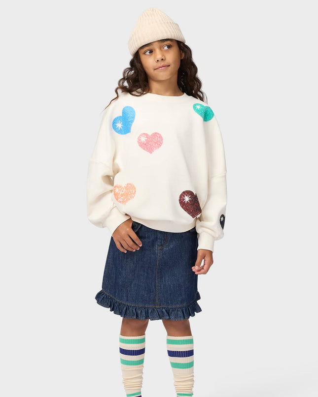 kids atelier molo Ivory Bubble Hearts Marika Sweatshirt