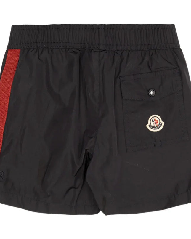 kids atelier moncler Dark Blue Logo-Embroidered Swim Shorts