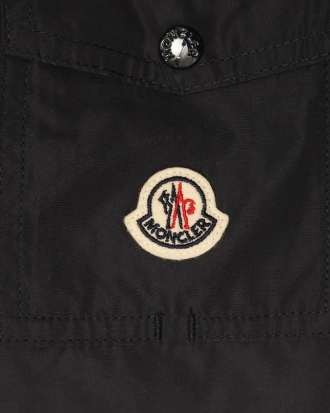 kids atelier moncler Dark Blue Logo-Embroidered Swim Shorts