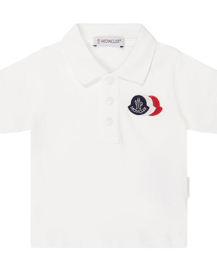 kids atelier moncler White Triple Logo Polo Shirt