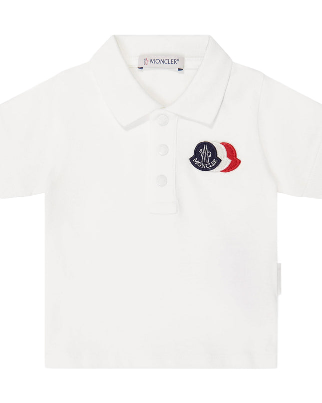 kids atelier moncler White Triple Logo Polo Shirt