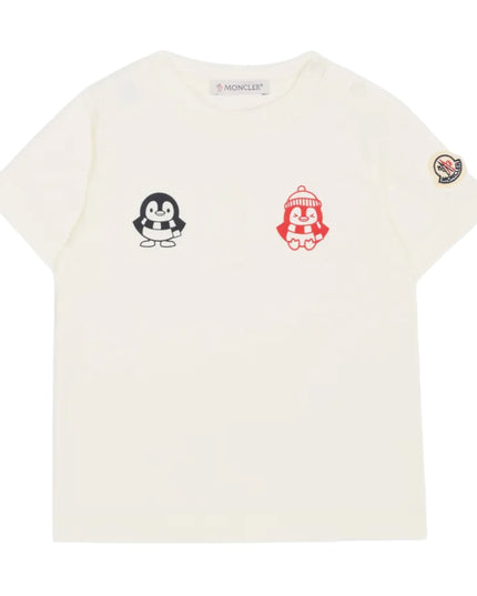 kids atelier moncler White Penguin-Print Cotton T-shirt