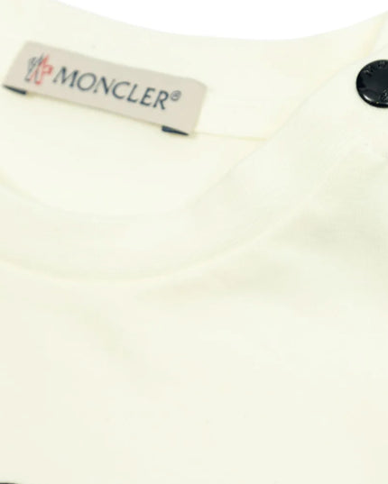 kids atelier moncler White Logo-Print Buttoned-Shoulder T-shirt