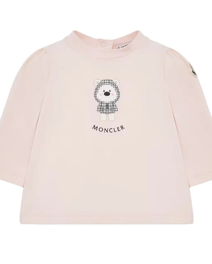 kids atelier moncler Light Pink Printed Stretch Cotton T-Shirt