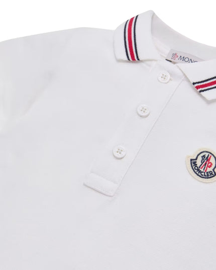 kids atelier moncler White Tricolour-Trimmed Cotton Piquet Baby Romper