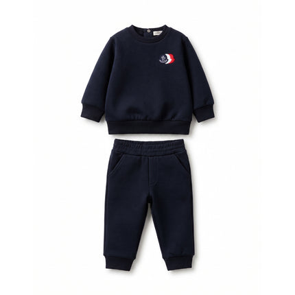 kids atelier moncler Navy Logo Patch Knitwear Set