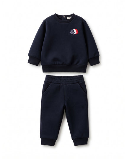 kids atelier moncler Navy Logo Patch Knitwear Set