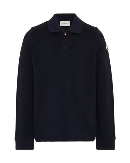 kids atelier moncler Navy Logo-Patch Long-Sleeve Polo