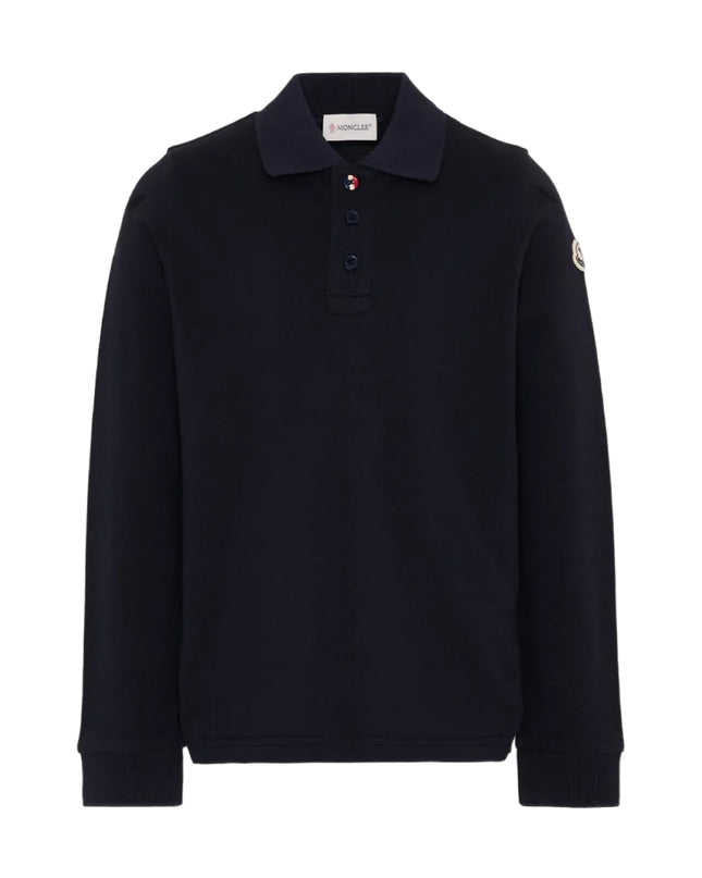 kids atelier moncler Navy Logo-Patch Long-Sleeve Polo