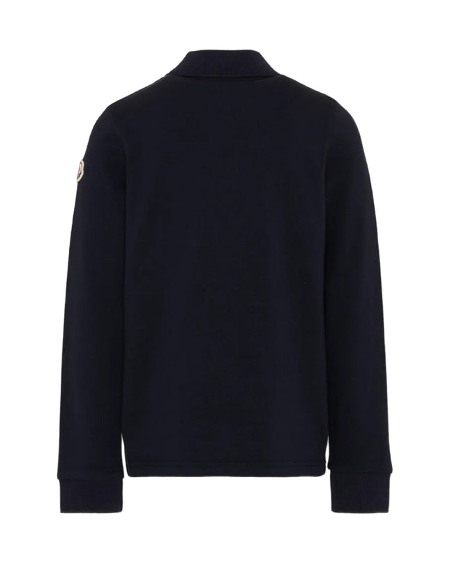 kids atelier moncler Navy Logo-Patch Long-Sleeve Polo