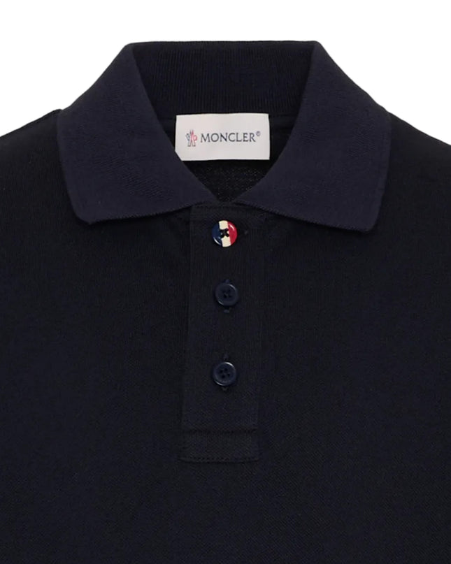 kids atelier moncler Navy Logo-Patch Long-Sleeve Polo