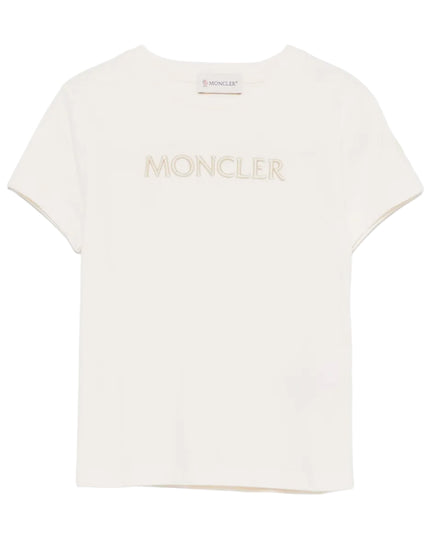 kids atelier moncler Cream Logo-Embroidered T-shirt