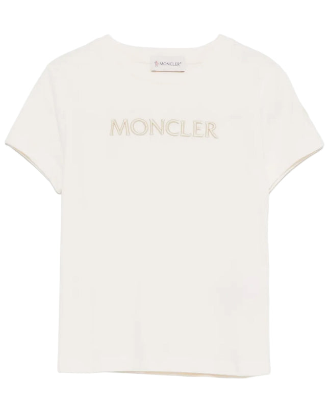 kids atelier moncler Cream Logo-Embroidered T-shirt
