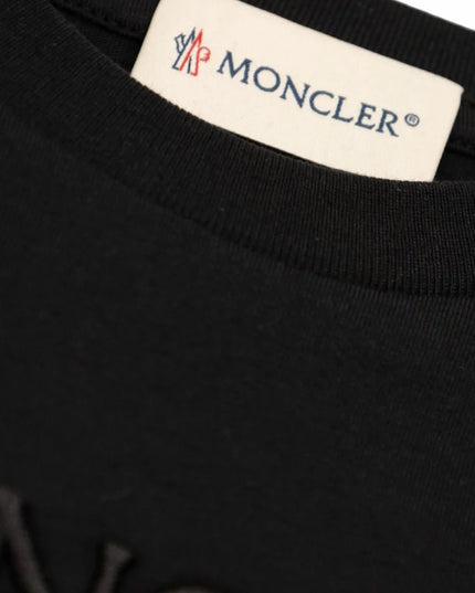 kids atelier moncler Black Logo-Embroidered T-shirt