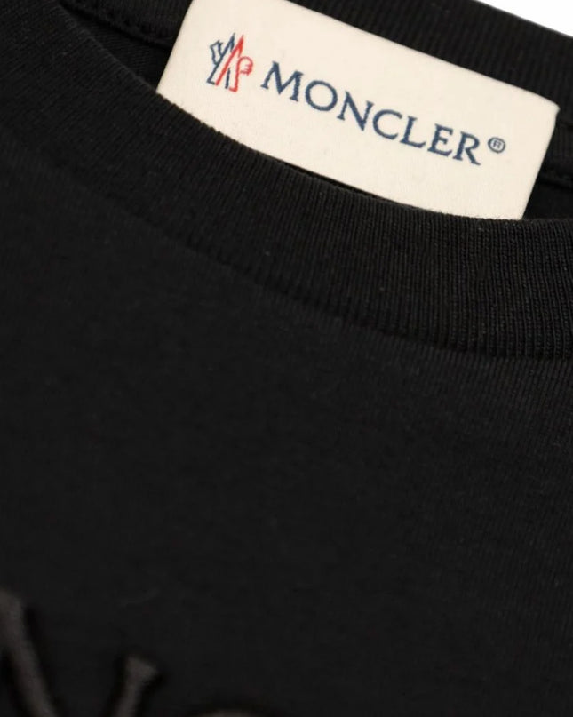 kids atelier moncler Black Logo-Embroidered T-shirt