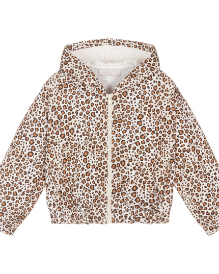 kids atelier monnalisa Beige Leopard Print Zip Up