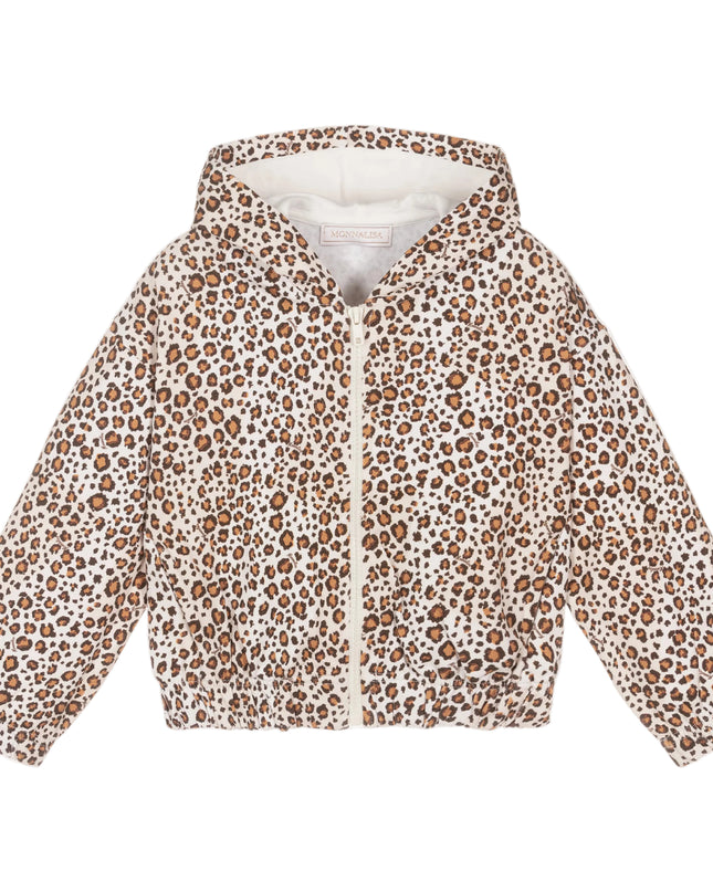 kids atelier monnalisa Beige Leopard Print Zip Up