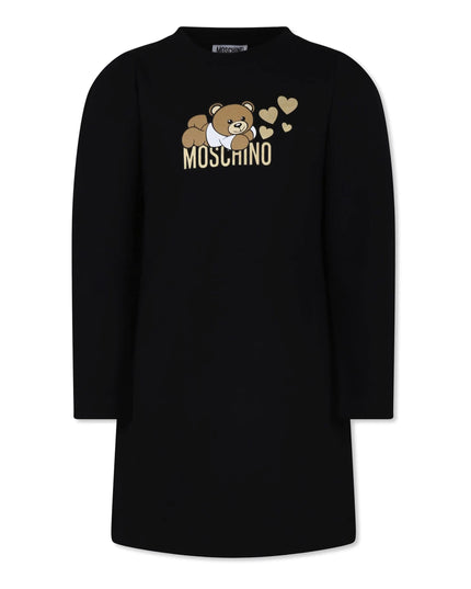 Black Heart Bear Over Logo Print Dress
