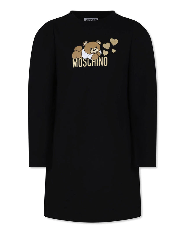 Black Heart Bear Over Logo Print Dress