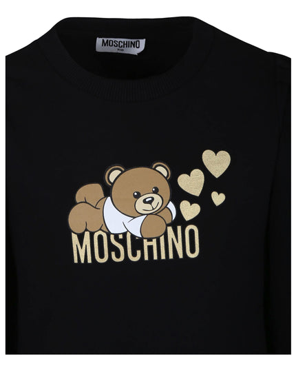 Black Heart Bear Over Logo Print Dress