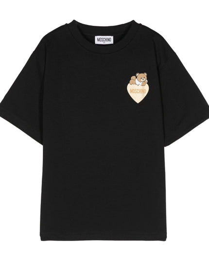 Black Heart Bear Print T-Shirt