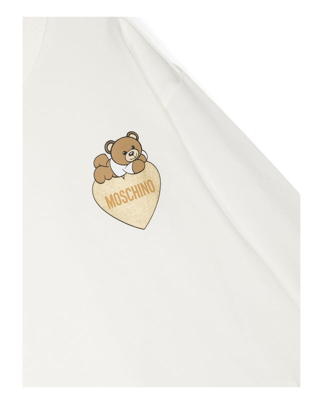 White Heart Bear Print Dress