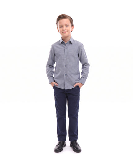 kids atelier moustache Navy Oxford Dress Shirt
