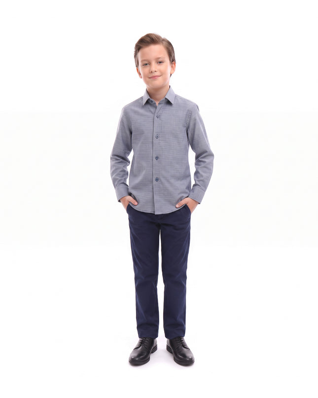 kids atelier moustache Navy Oxford Dress Shirt