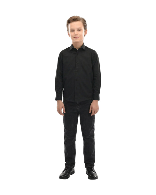 kids atelier moustache Black Solid Dress Shirt