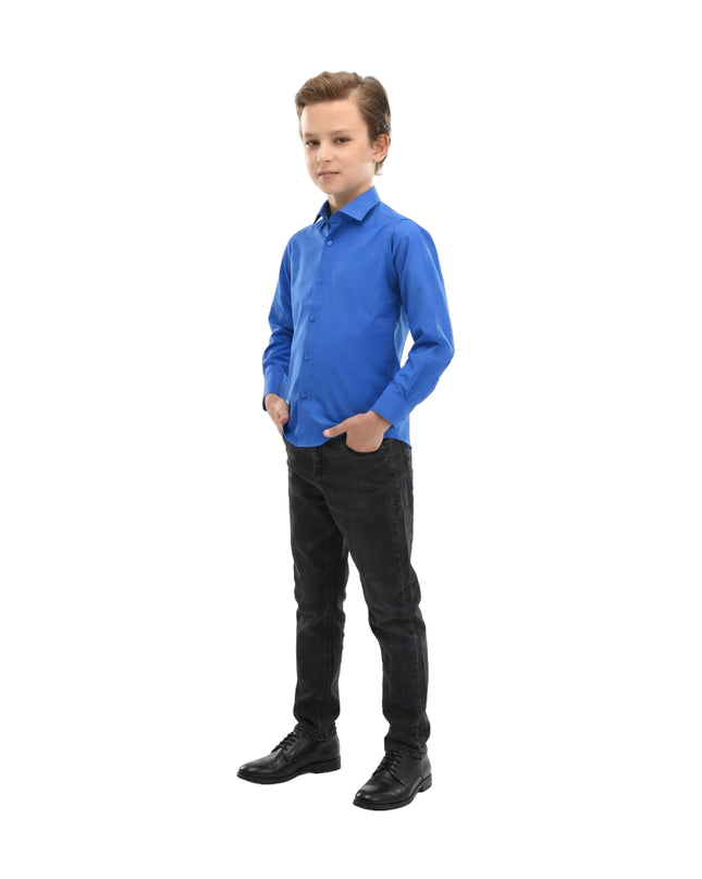 kids atelier moustache Blue Solid Dress Shirt