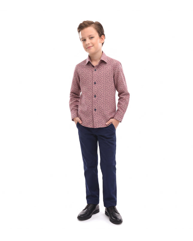 kids atelier moustache Red Dandelion Print Dress Shirt