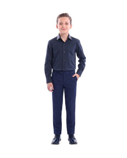 kids atelier moustache Navy Dotted Print Dress Shirt