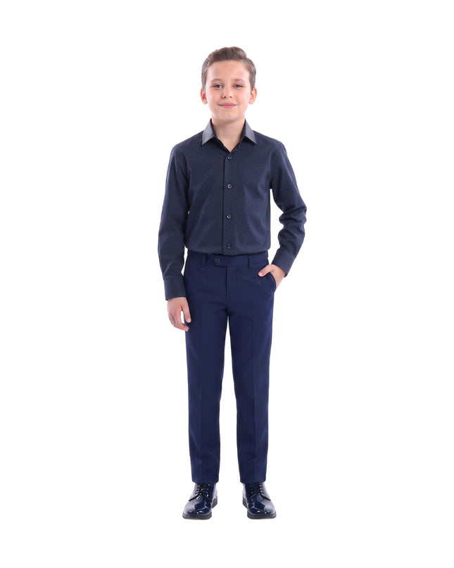 kids atelier moustache Navy Dotted Print Dress Shirt