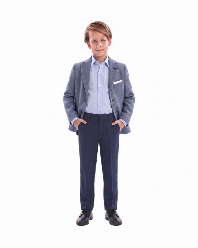 kids atelier moustache Blue Peak Lapel Formal Blazer