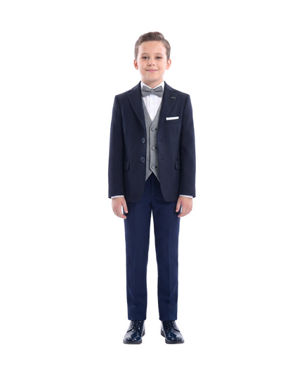 kids atelier moustache Navy Twill Peak Lapel Blazer