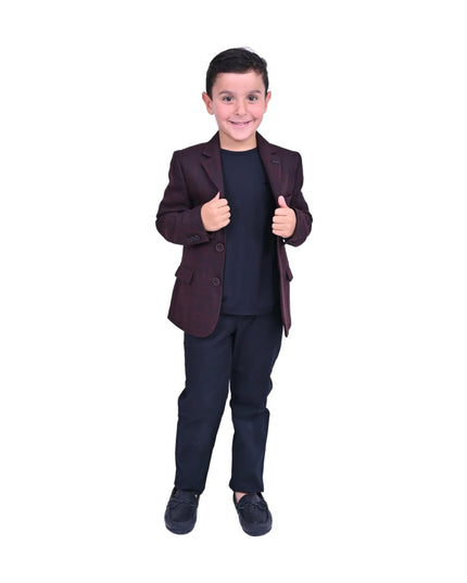 kids atelier moustache Red Bordeaux Peak Lapel Blazer
