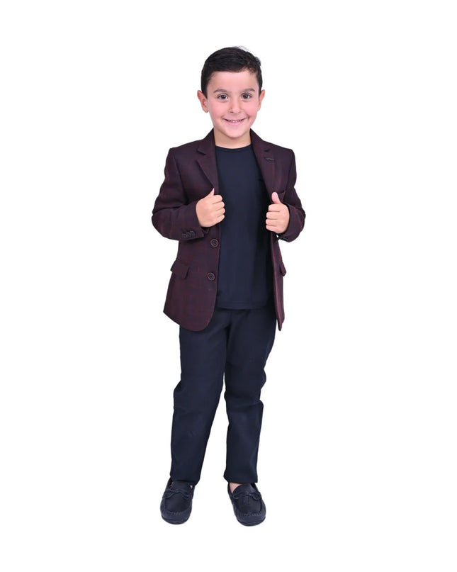 kids atelier moustache Red Bordeaux Peak Lapel Blazer